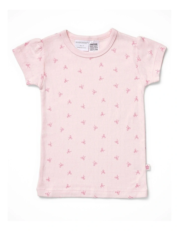 Short Sleeve Set in Light Pink Bows Print image 3