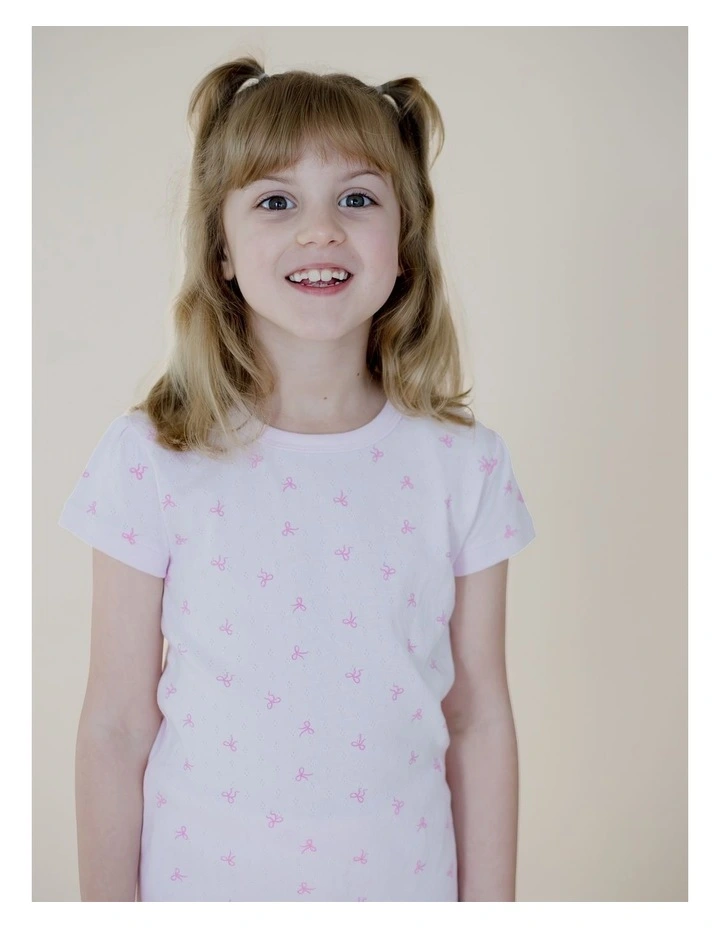 Short Sleeve Set in Light Pink Bows Print image 5