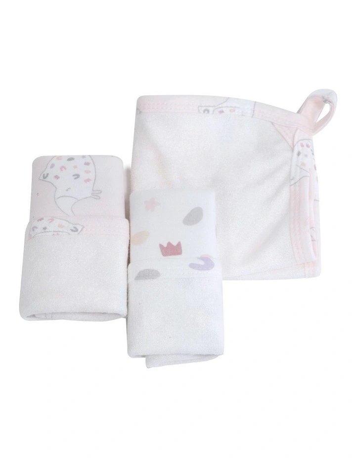 Sleepy Safari Bamboo Wash Cloths 3 Pack in Blush image 2
