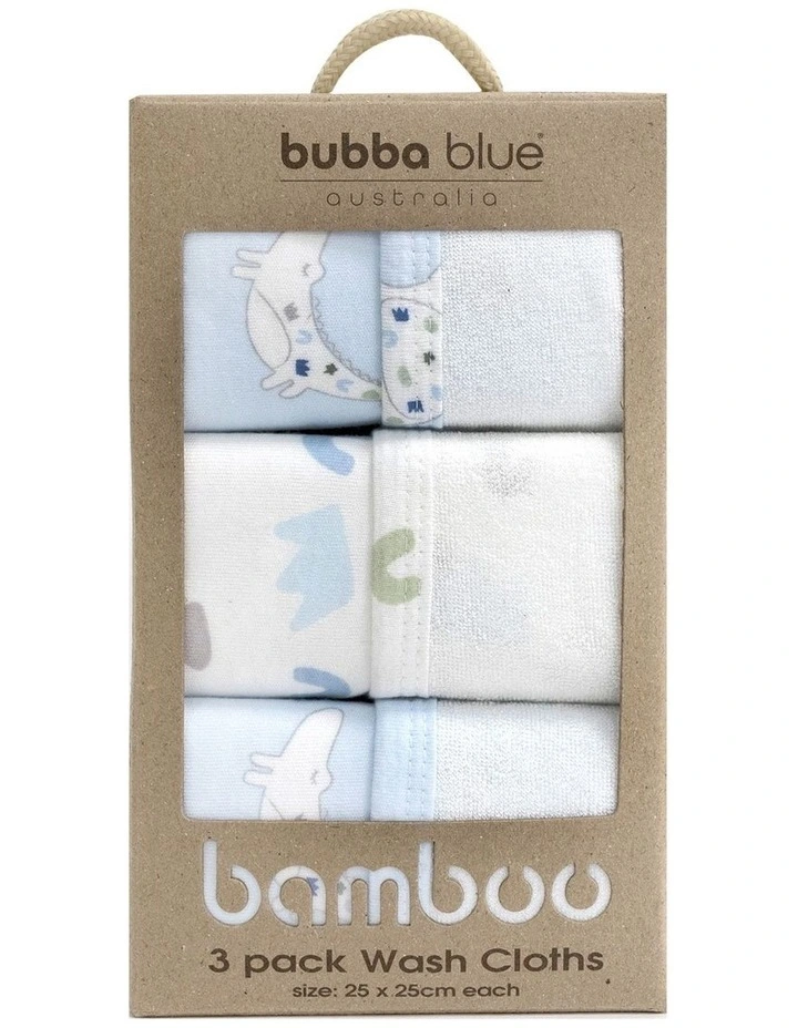 Sleepy Safari Wash Cloths 3 Pack in Blue image 1