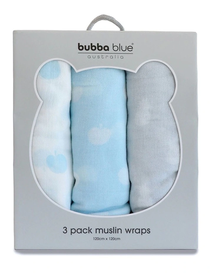 Nordic Sorbet Muslin Wrap 3 Pack in Blue/Grey image 5