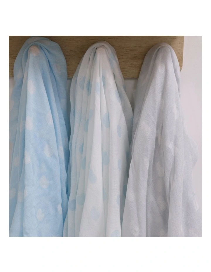 Nordic Sorbet Muslin Wrap 3 Pack in Blue/Grey image 7