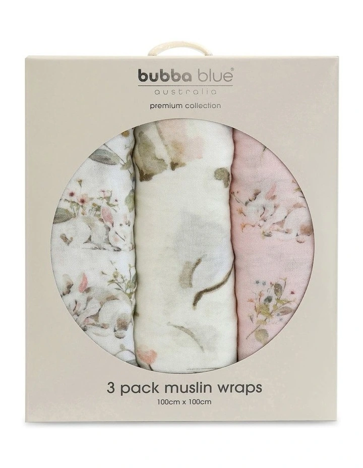 Sleeping Bunny Muslin Wraps 3 Pack in Multi image 1