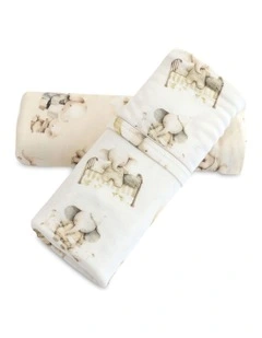 Elephant Bedtime Jersey Wraps 2 Pack in Beige/White