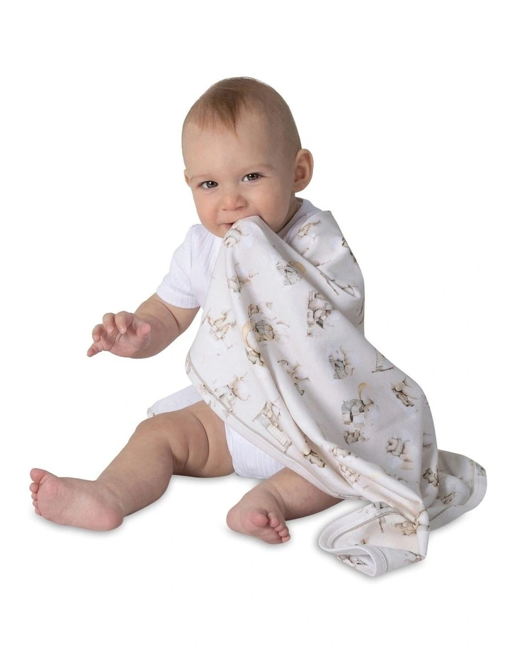 Elephant Bedtime Jersey Wraps 2 Pack in Beige/White image 2