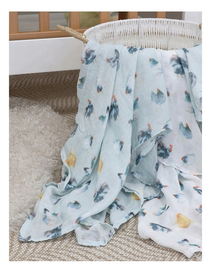 Little Rooster Muslin Wraps 3Pack in Multi image 4