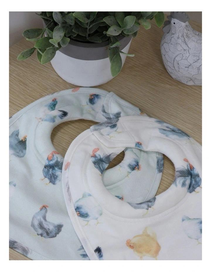 Little Rooster Dribble Bibs 2 Pack in Blue/Grey image 5