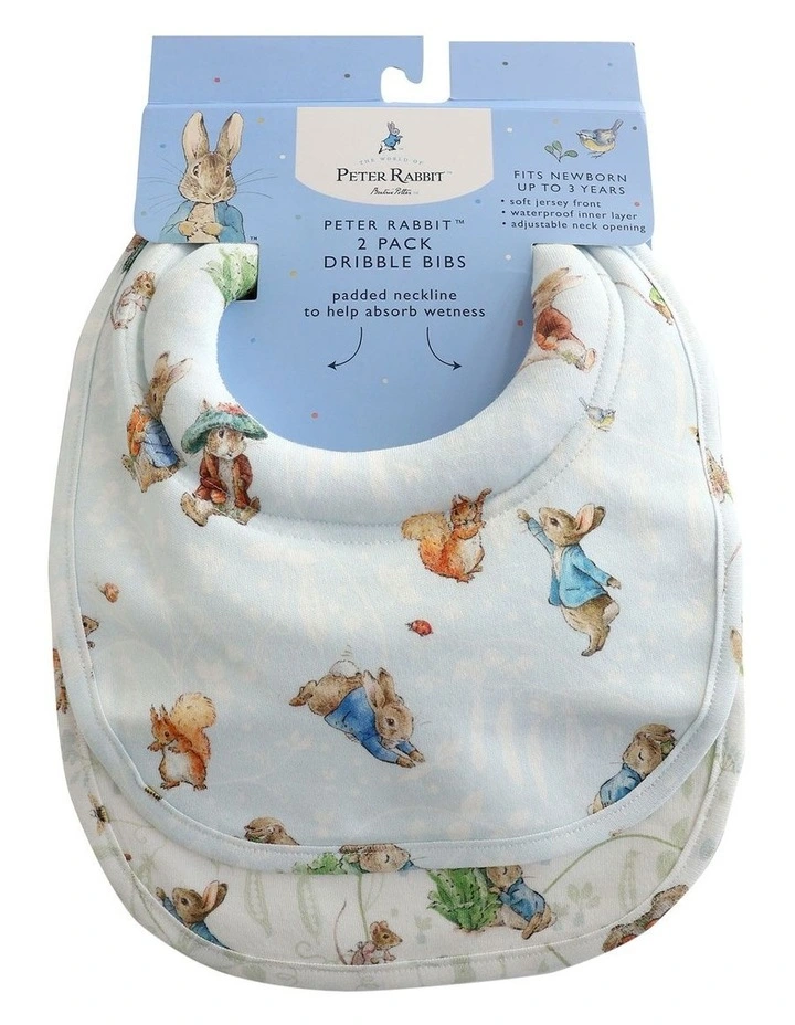 Peter Rabbit And Benjamin Bunny Dribble Bibs 2 Pack in Blue image 2
