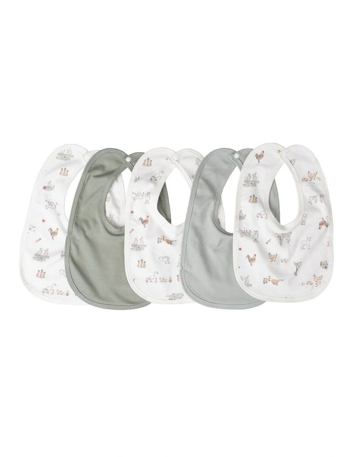 Farmyard Lamb Jersey Bib 5 Pack in Multi image 3