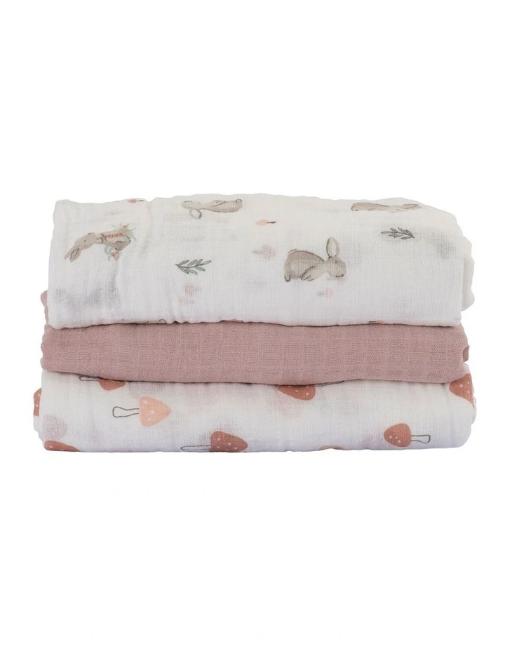 Muslin Wraps Pack of 3 in Harvest Bunny image 4