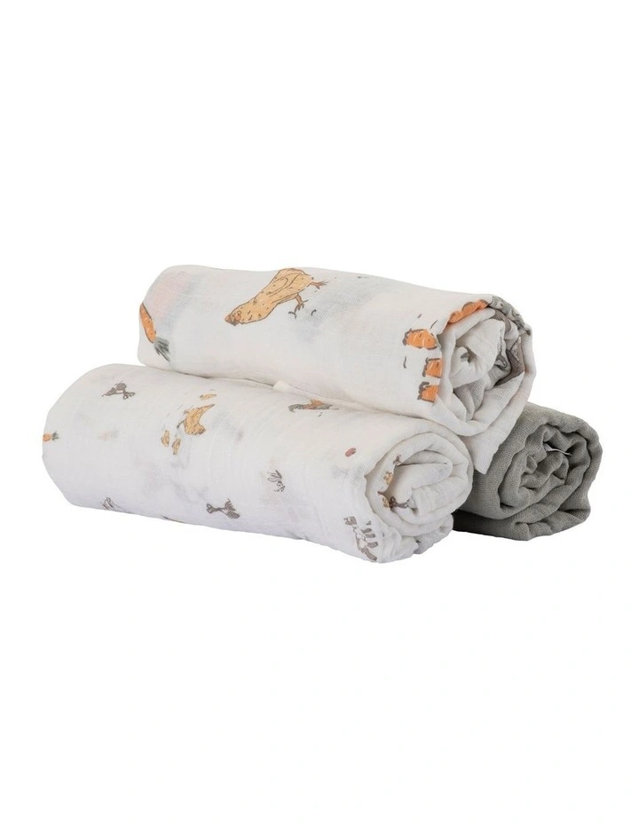 Muslin Wraps Pack of 3 in Farmyard Lamb image 4