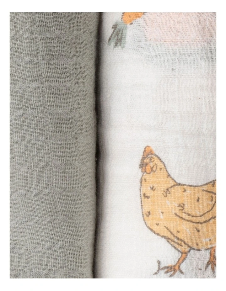 Muslin Wraps Pack of 3 in Farmyard Lamb image 6