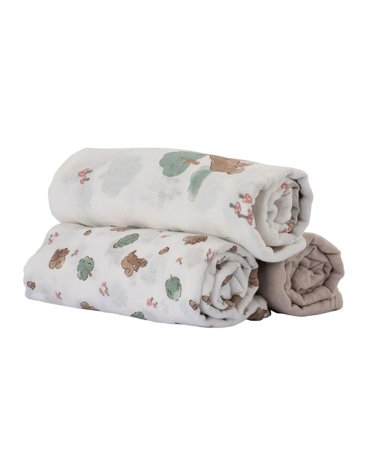 Muslin Wraps Pack of 3 in Bushland Bear image 3