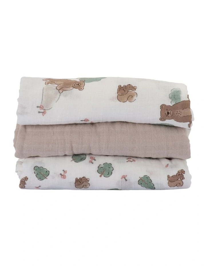 Muslin Wraps Pack of 3 in Bushland Bear image 5