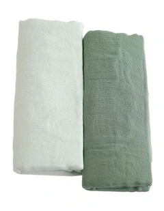 Sundae Muslin Wraps Pack of 2 in Greentea