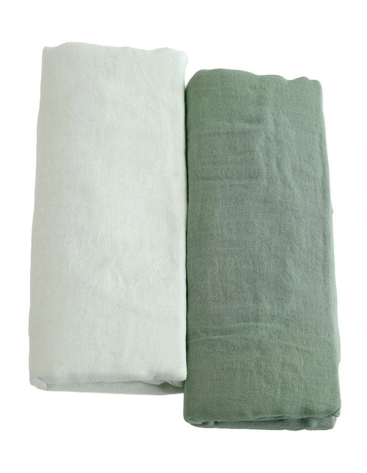 Sundae Muslin Wraps Pack of 2 in Greentea image 1
