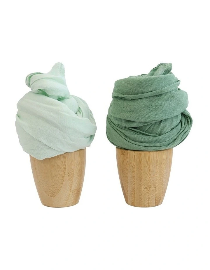 Sundae Muslin Wraps Pack of 2 in Greentea image 2