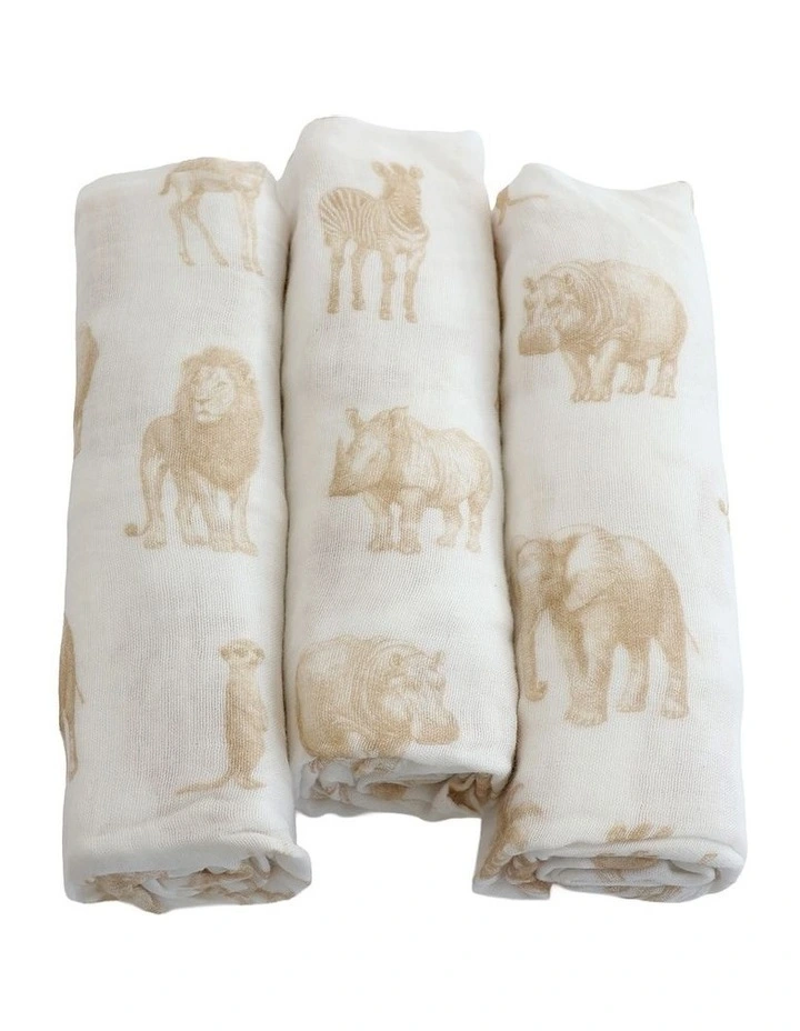 Serengeti Muslin Wraps 3 Pack in Beige image 1