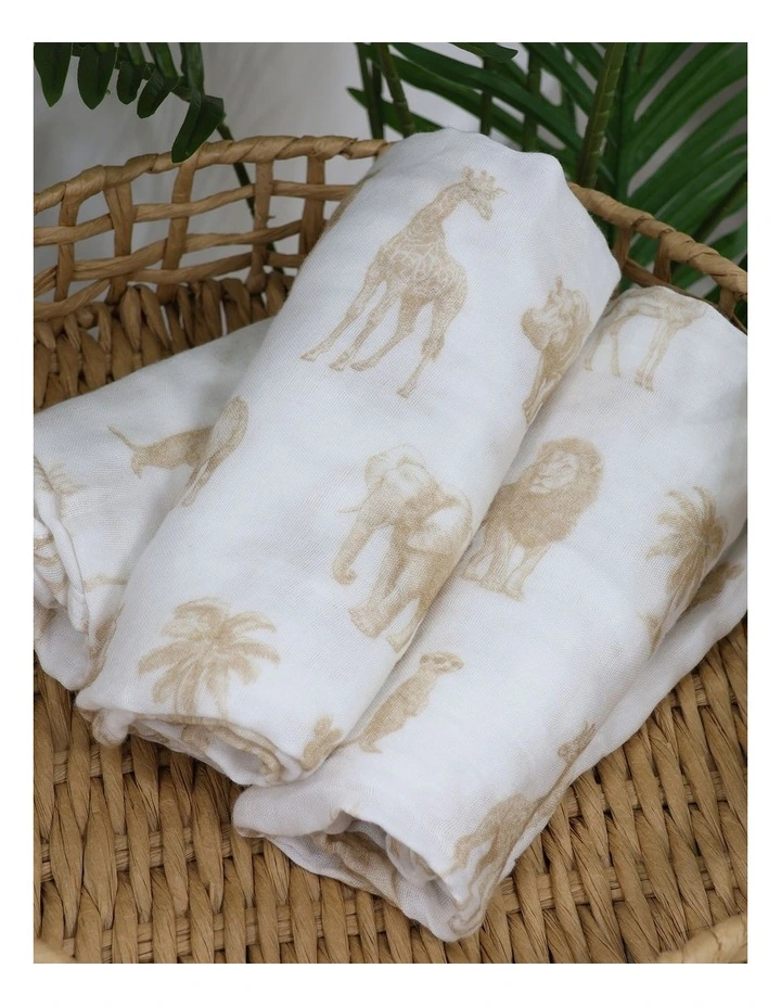 Serengeti Muslin Wraps 3 Pack in Beige image 3