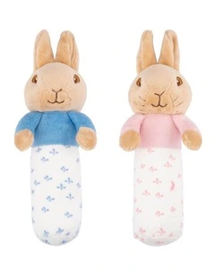 Peter Rabbit & Flopsy Bunny Stick Rattles Pack Of 2 in Assorted