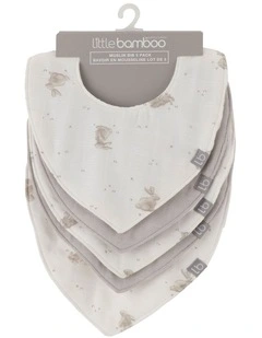 Muslin Bib 5PK  - Stone Grey