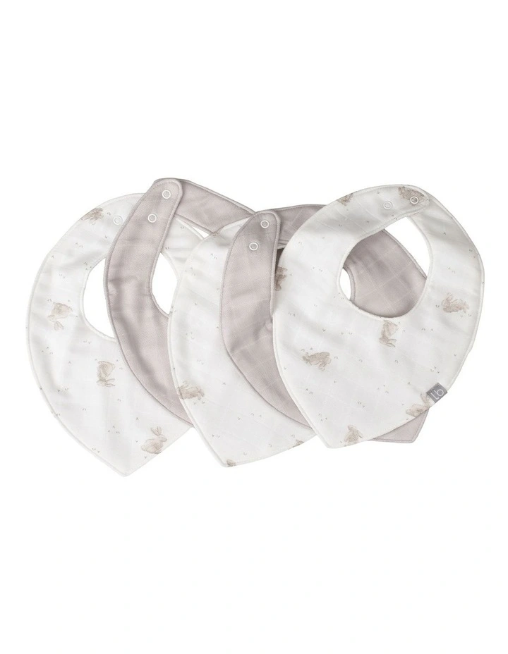 Muslin Bib 5PK  - Stone Grey image 2