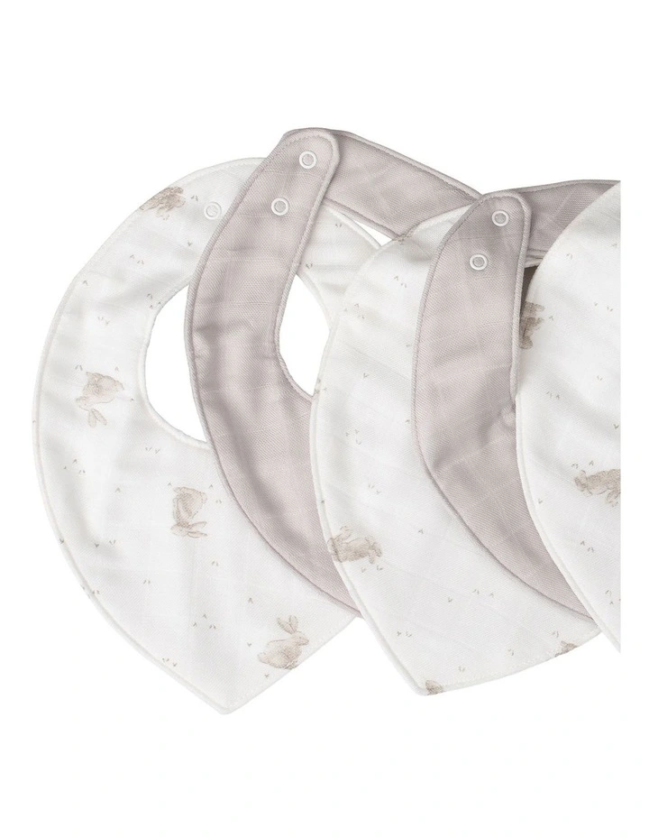 Muslin Bib 5PK  - Stone Grey image 3