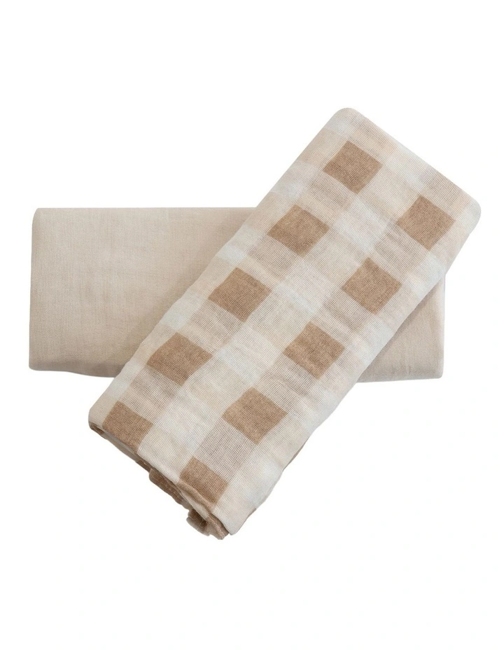 BUBBA SUNDAE 2PK MUSLIN WRAPS - CHESTNUT image 1