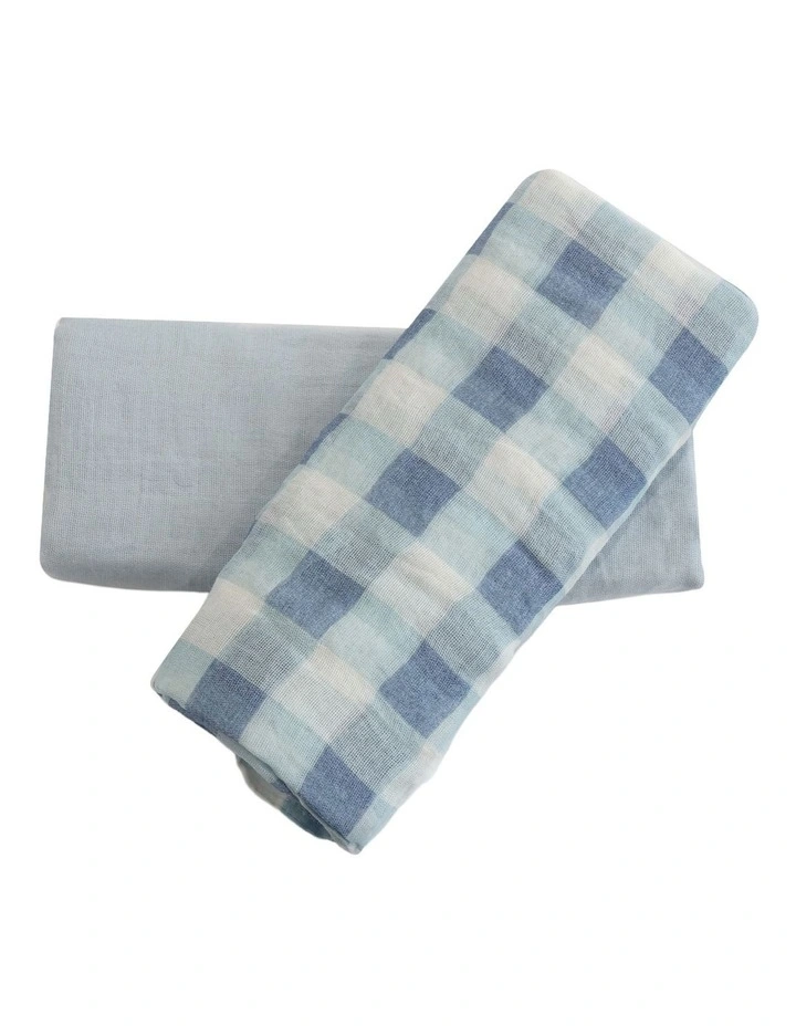 BUBBA SUNDAE 2PK MUSLIN WRAPS - BLUEBERRY image 1