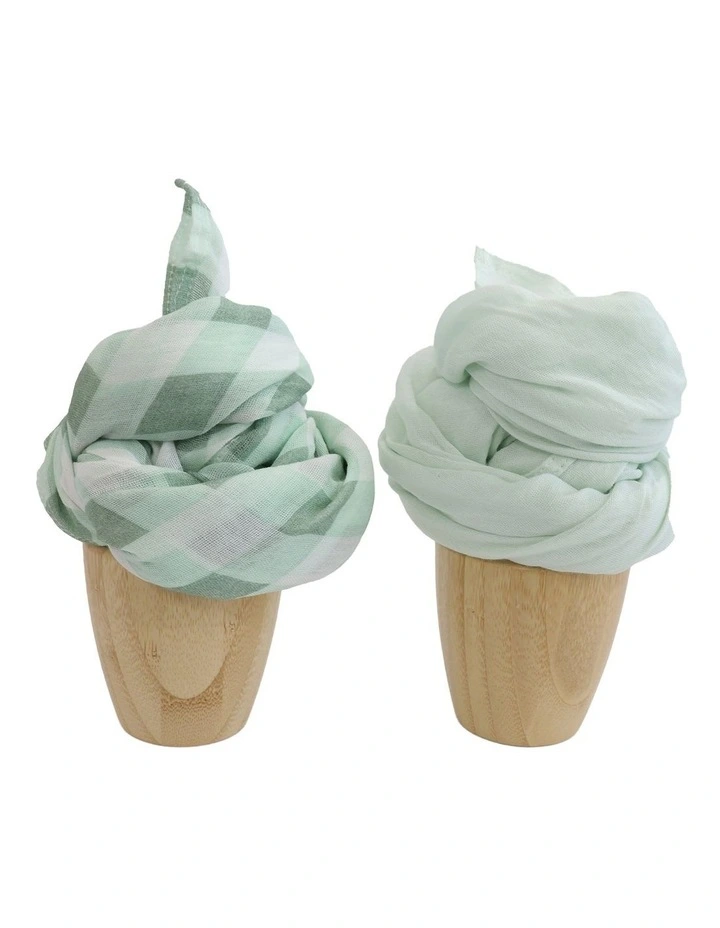 BUBBA SUNDAE 2PK MUSLIN WRAPS - GREENTEA image 2