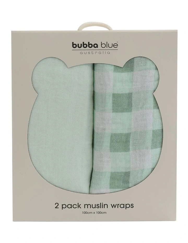 BUBBA SUNDAE 2PK MUSLIN WRAPS - GREENTEA image 3