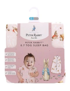2.5 Tog Flopsy Mopsy And Cottontail Sleeping Bag Size 3-12M in Pink
