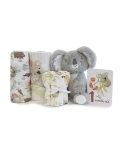 Aussie Animals Hello World Gift Set - Koala Plush Cellular 3x Washer Muslin M/Cards