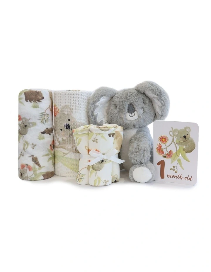 Aussie Animals Hello World Gift Set - Koala Plush   Cellular   3x Washer   Muslin   M/Cards image 1