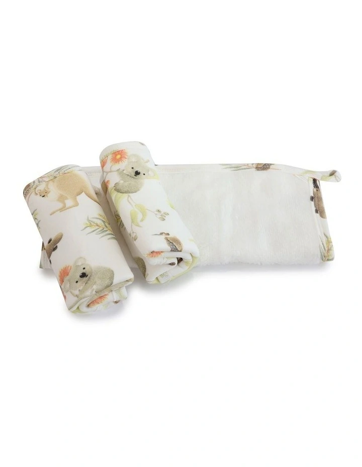 Aussie Animals Hello World Gift Set - Koala Plush   Cellular   3x Washer   Muslin   M/Cards image 6