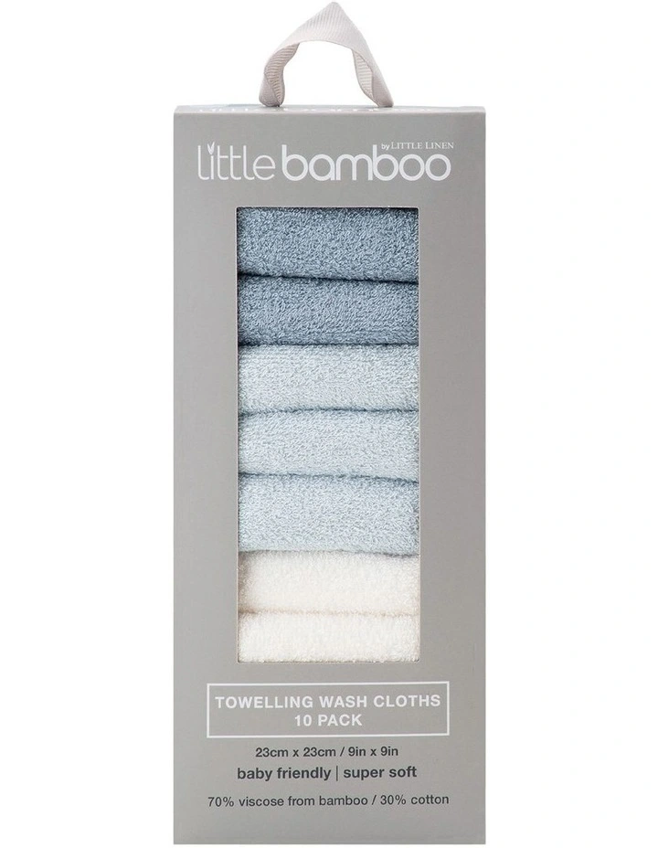 Towelling Washer 10 Pack in Retro Blue image 1