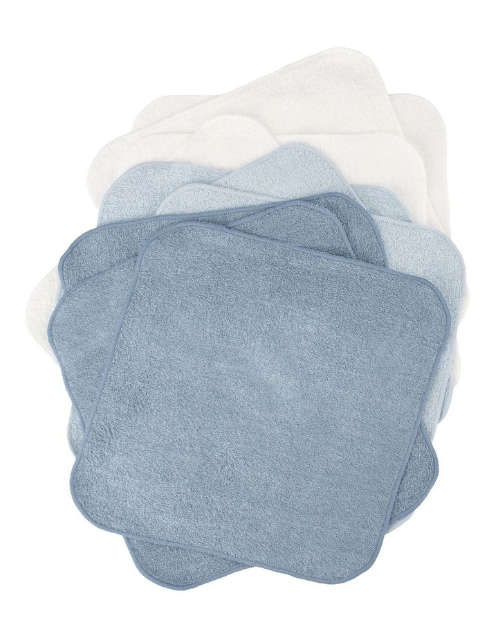 Towelling Washer 10 Pack in Retro Blue image 2