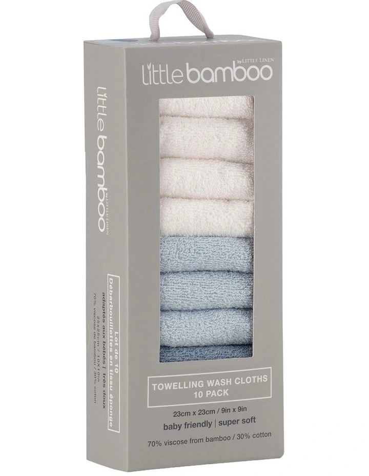 Towelling Washer 10 Pack in Retro Blue image 3