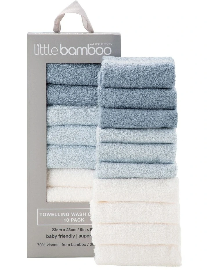 Towelling Washer 10 Pack in Retro Blue image 4