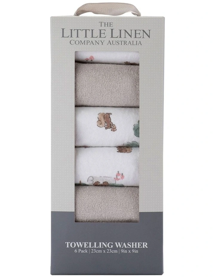 Towelling Wash Cloth 6 Pack in Multi image 1