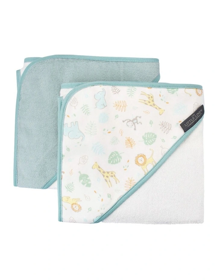 Savannah Giraffe Hooded Towel 2 Pack in Blue image 1
