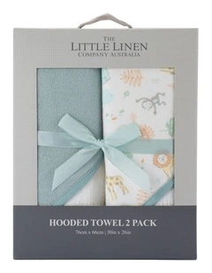 Savannah Giraffe Hooded Towel 2 Pack in Blue