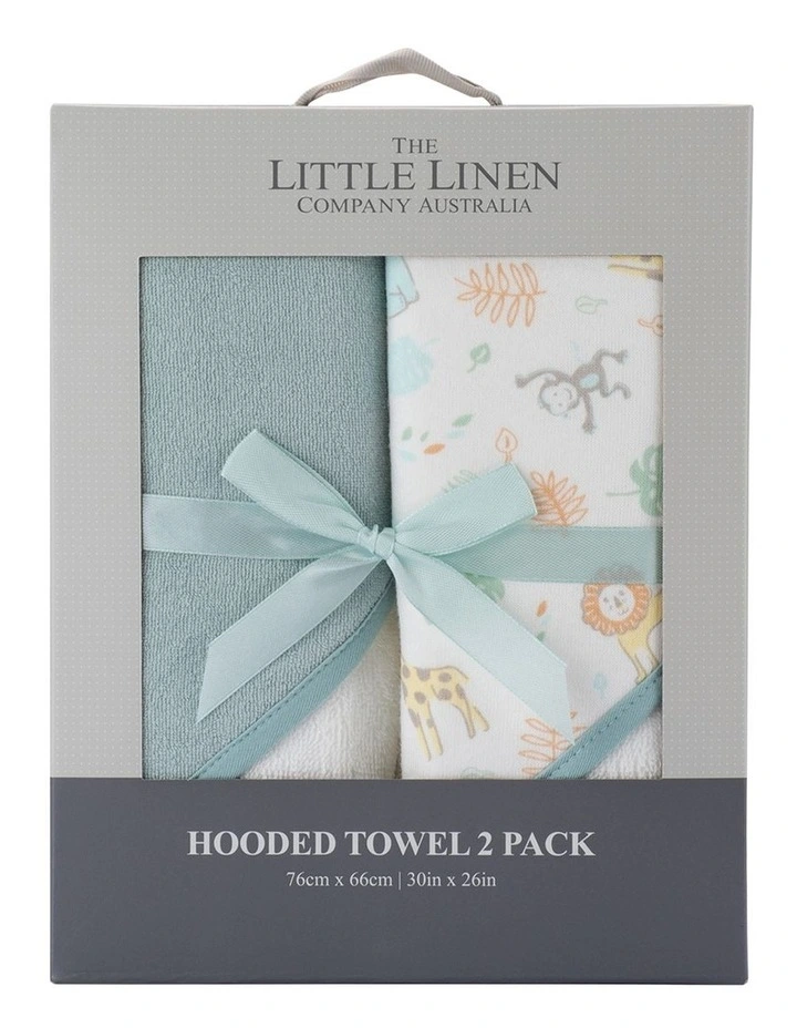 Savannah Giraffe Hooded Towel 2 Pack in Blue image 2