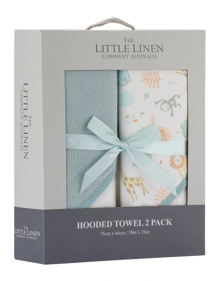 Savannah Giraffe Hooded Towel 2 Pack in Blue image 2