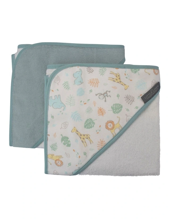 Savannah Giraffe Hooded Towel 2 Pack in Blue image 3