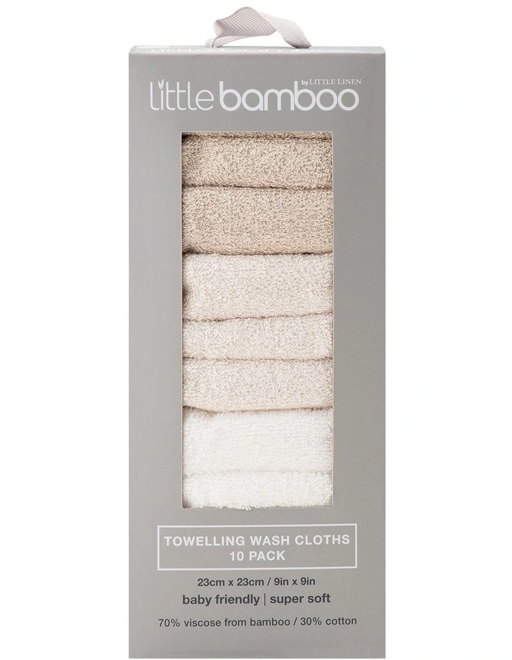 Towelling Washer 10 Pack in Iced Coffee image 1