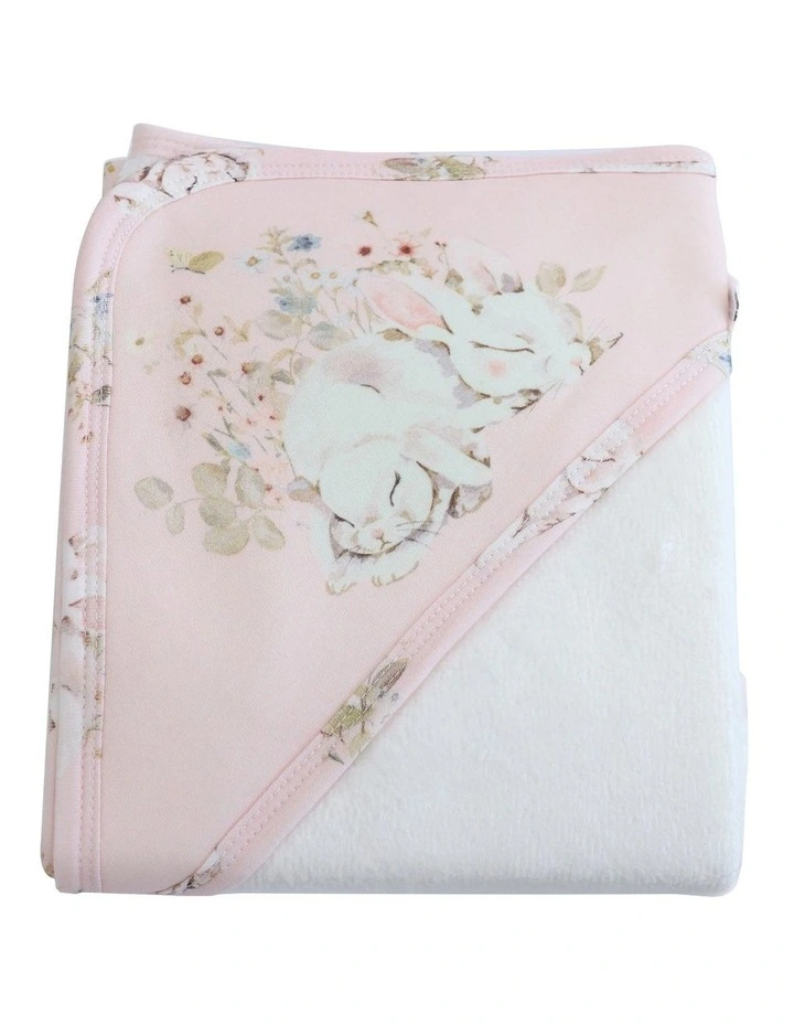Sleeping Bunny Hooded Towel in White image 3