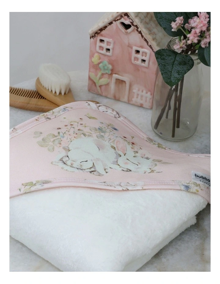 Sleeping Bunny Hooded Towel in White image 5