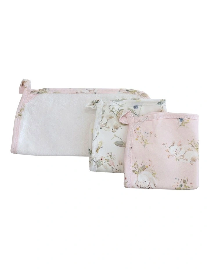 Sleeping Bunny Wash Cloths 3 Pack in Multi image 2