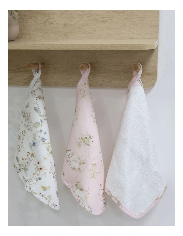 Sleeping Bunny Wash Cloths 3 Pack in Multi image 3